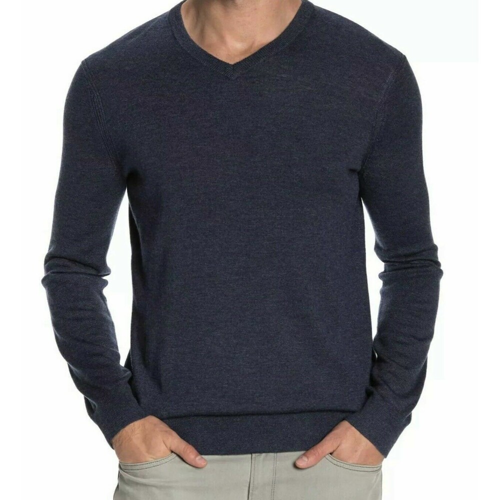 $285 Theory V-Neck Merino Wool Sweater Harman Indigo Supreme Blue Size XXL (CO41